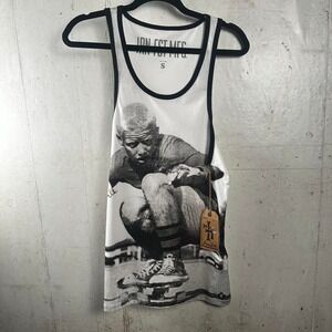 Vintage Iron Fist MFG  black and white graphic skateboarder tank top size S  NWT